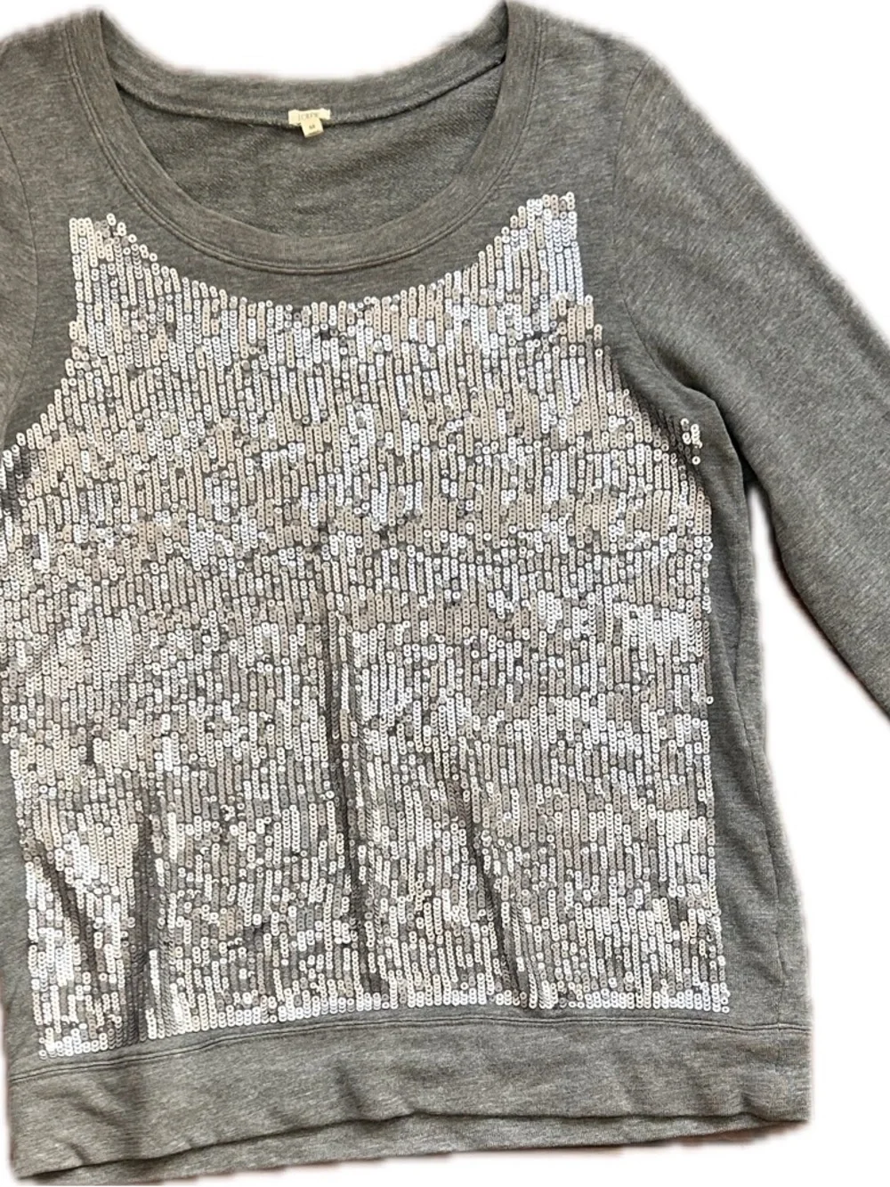 J. Crew Gray Sequin Front Sweatshirt